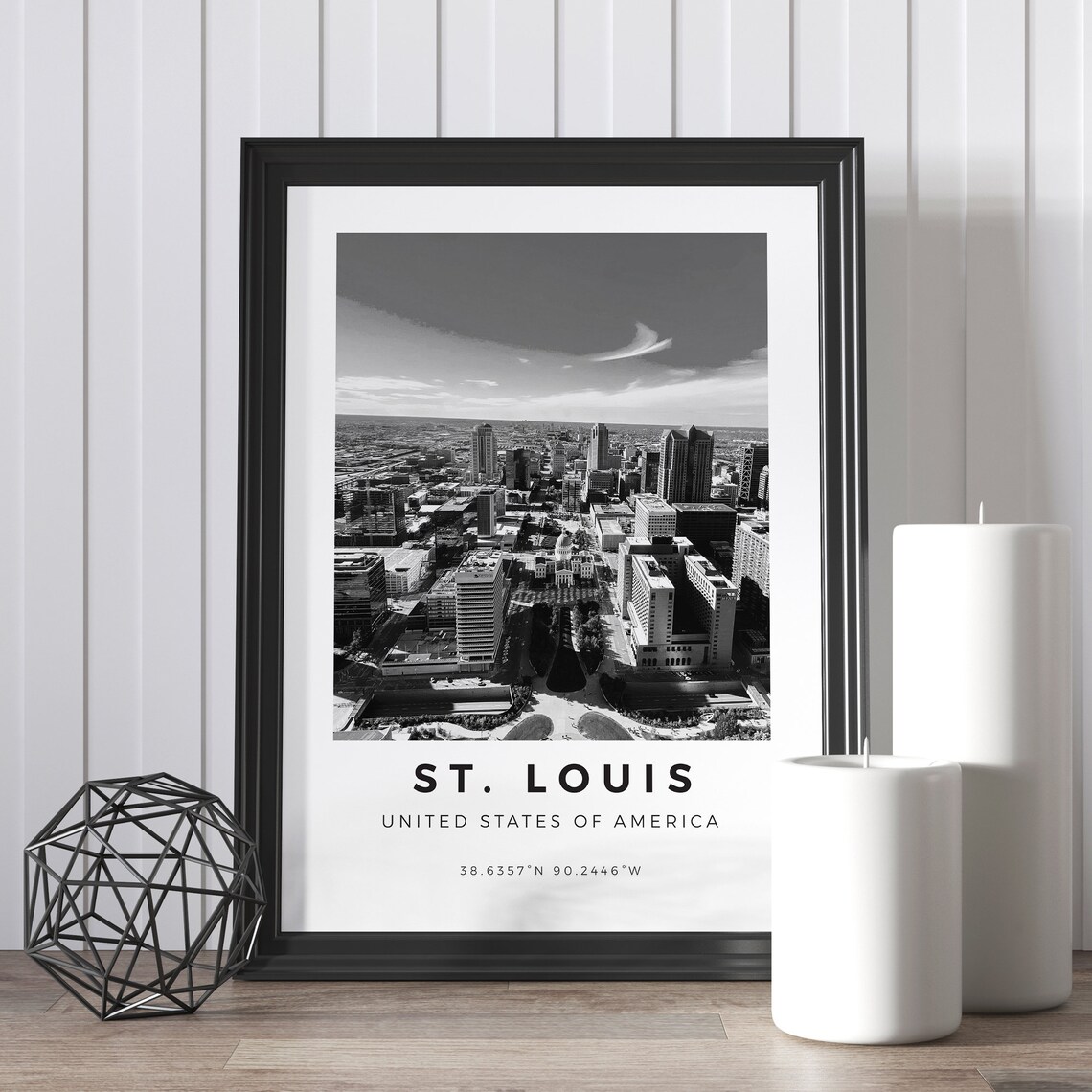 St Louis Black and White Travel Poster Print - Image 4