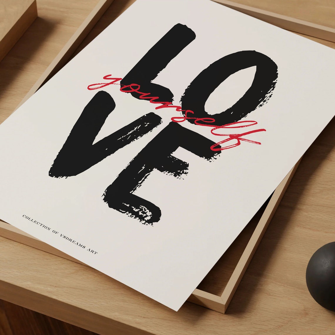 Love Yourself Black Brush Letters Red Script Affirmation Quote Poster - Image 5