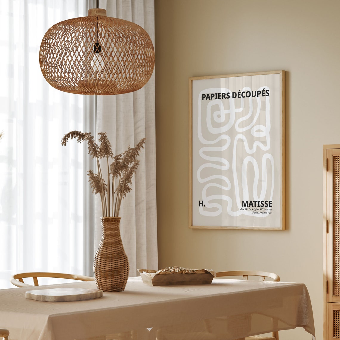 Henri Matisse Abstract White Line Art Beige Neutral Minimal Poster - Image 4
