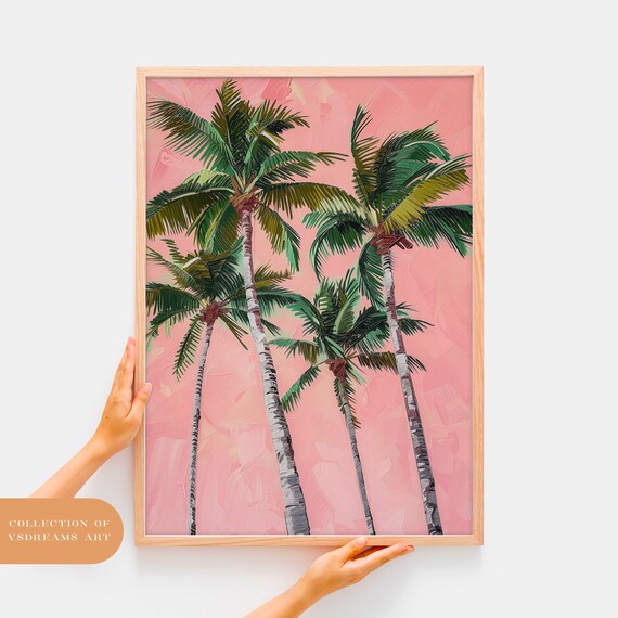 Oil Paint Palm Tree Poster Palm Trees Illustration Botanical Poster Botanical Wall Art Live Room Decor Tropical Wall Art Coastal Art