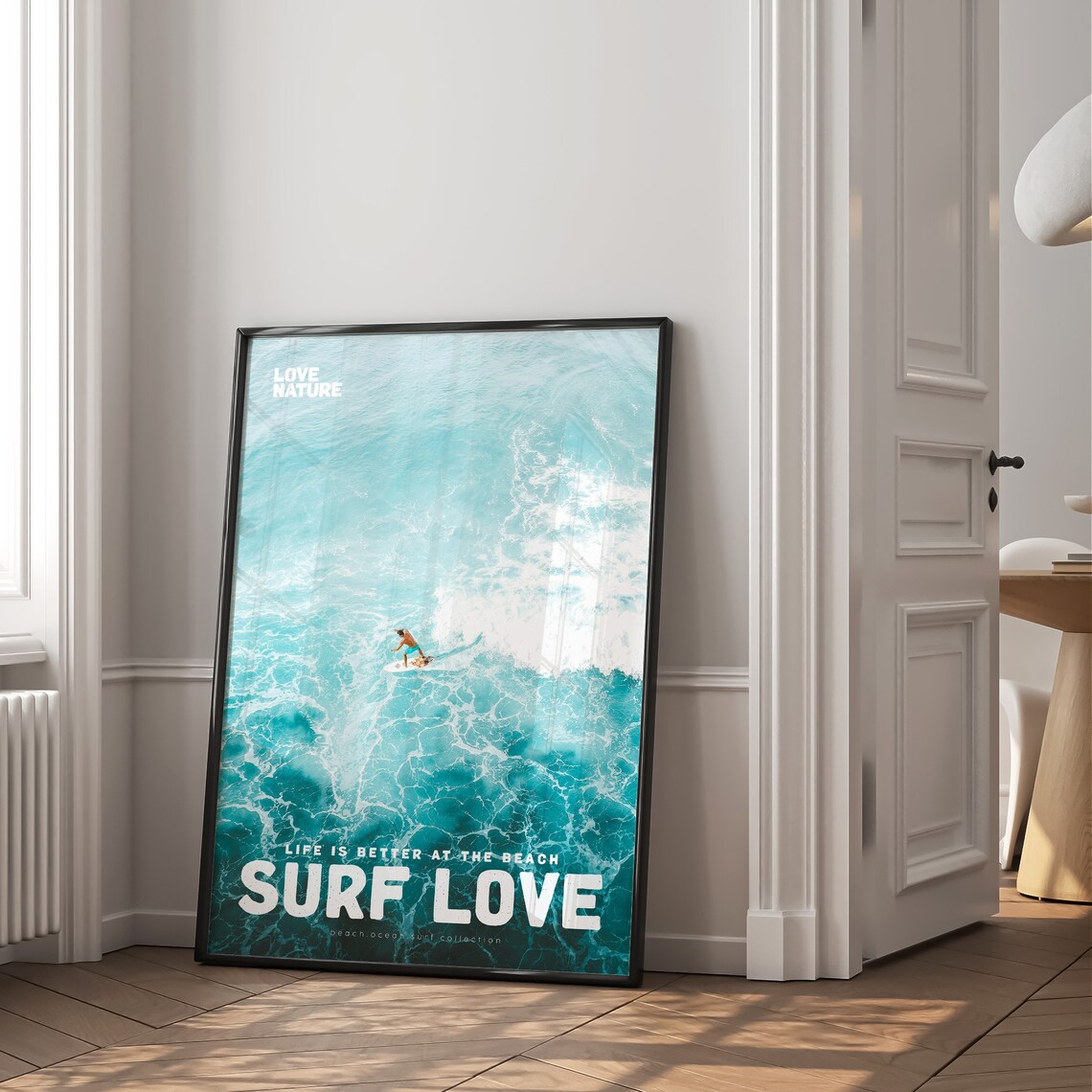 Surf Love Aerial Turquoise Water Solo Surfer Ocean Photo Poster - Image 2