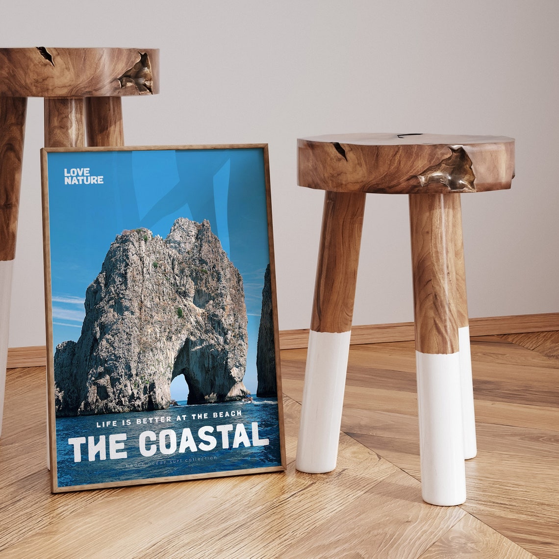 The Coastal Rock Arch Over Deep Blue Ocean Sea Cliff Art Poster - Image 3