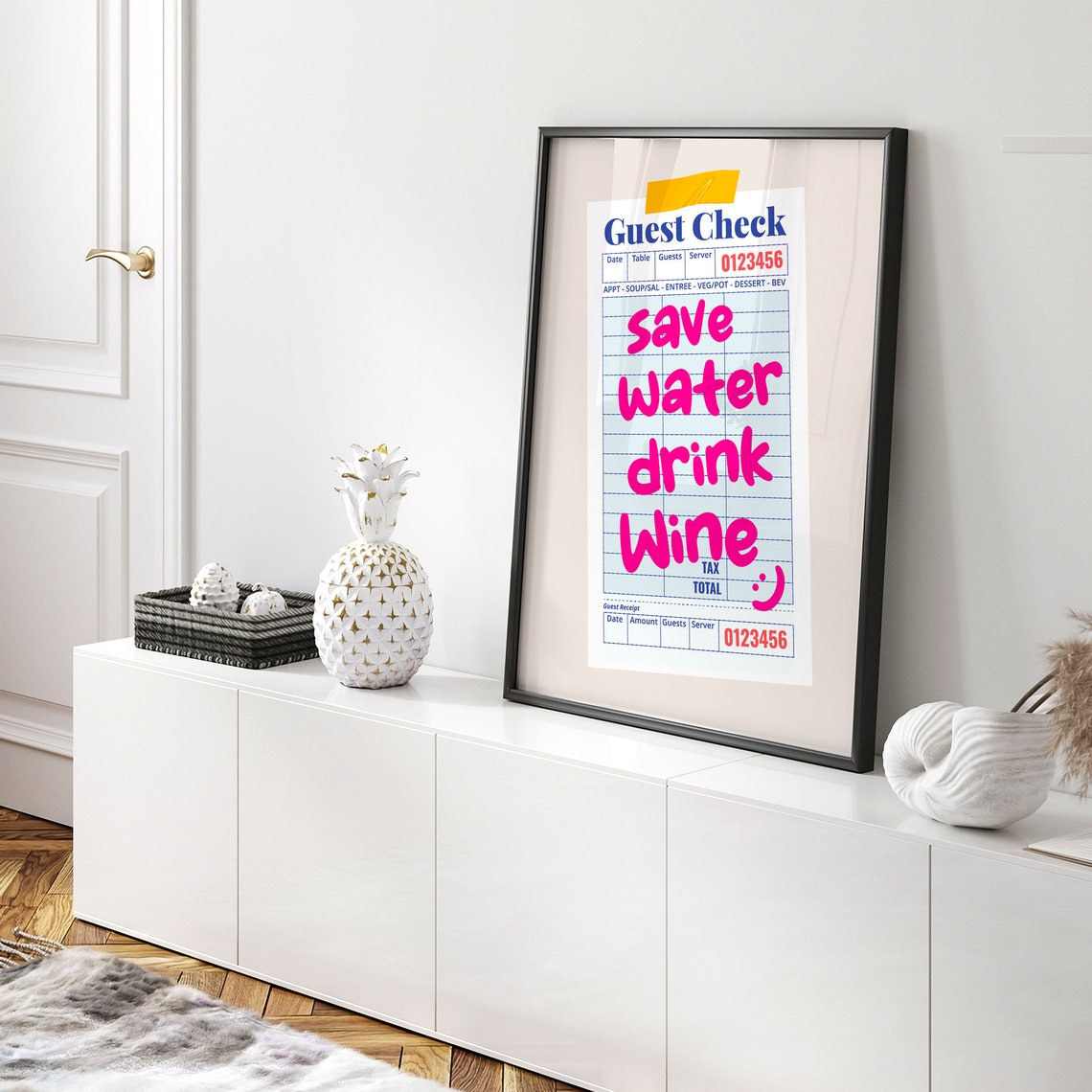 Save Water Drink Wine Funny Guest Check Quote Kitchen Bar Poster - Image 5