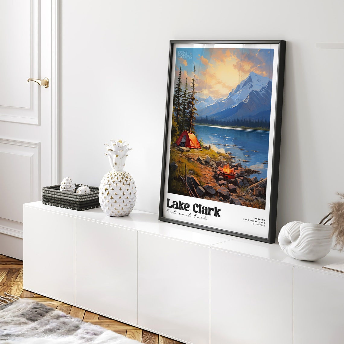 Lake Clark National Park Campsite Sunset Campfire Lake Poster - Image 2