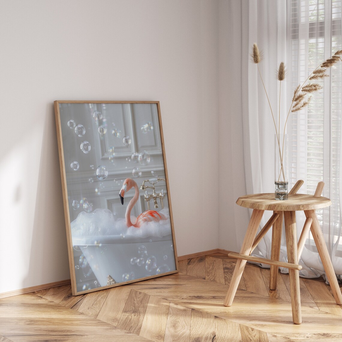 Flamingo In Tub Bathroom Poster, Nursery Bath Decor - Image 3