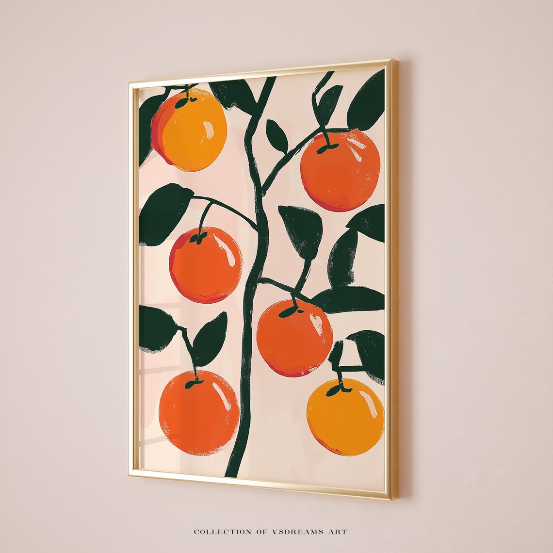 Orange Fruit Print, Retro Food Art for Kitchen Decor
