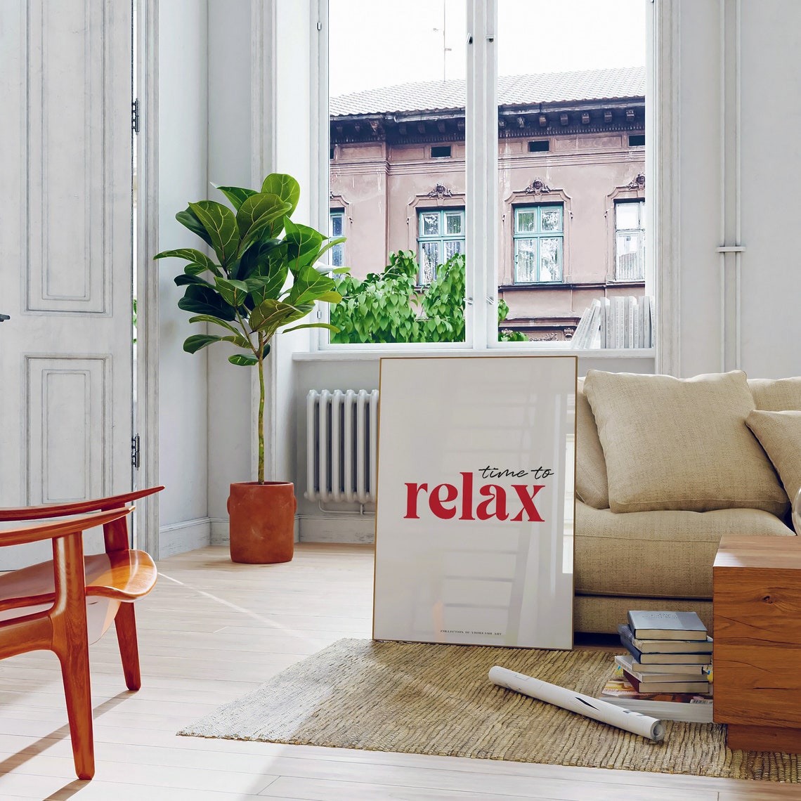 Time To Relax Red Serif Typography Minimalist Calm Wall Poster - Image 4