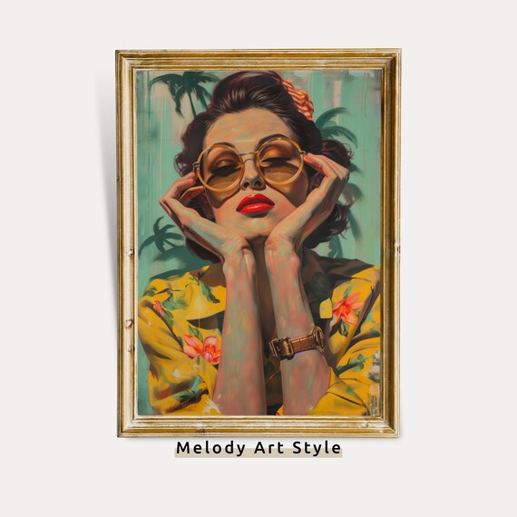 Retro Wall Art Stylish Woman Vintage Fashion Portrait Urban Style Home Icon Painting P28