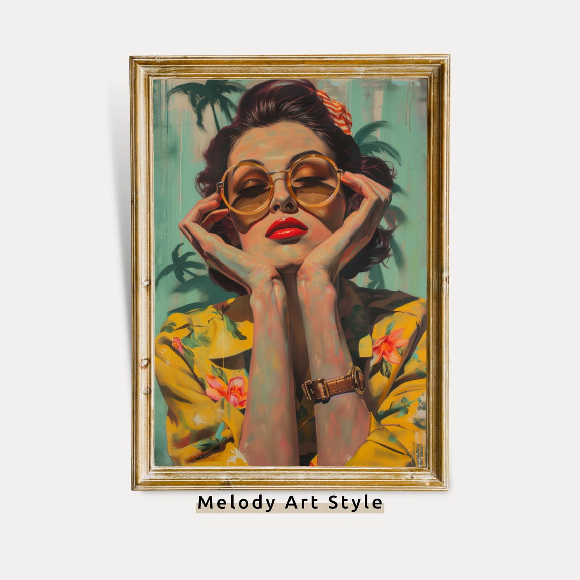 Retro Wall Art Stylish Woman Vintage Fashion Portrait Urban Style Home Icon Painting P28