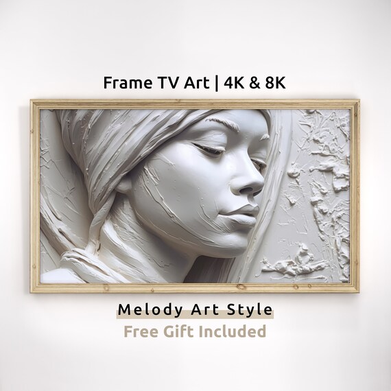 White Plaster Woman Face Relief 3D Minimal Neutral Sculpture Art Poster