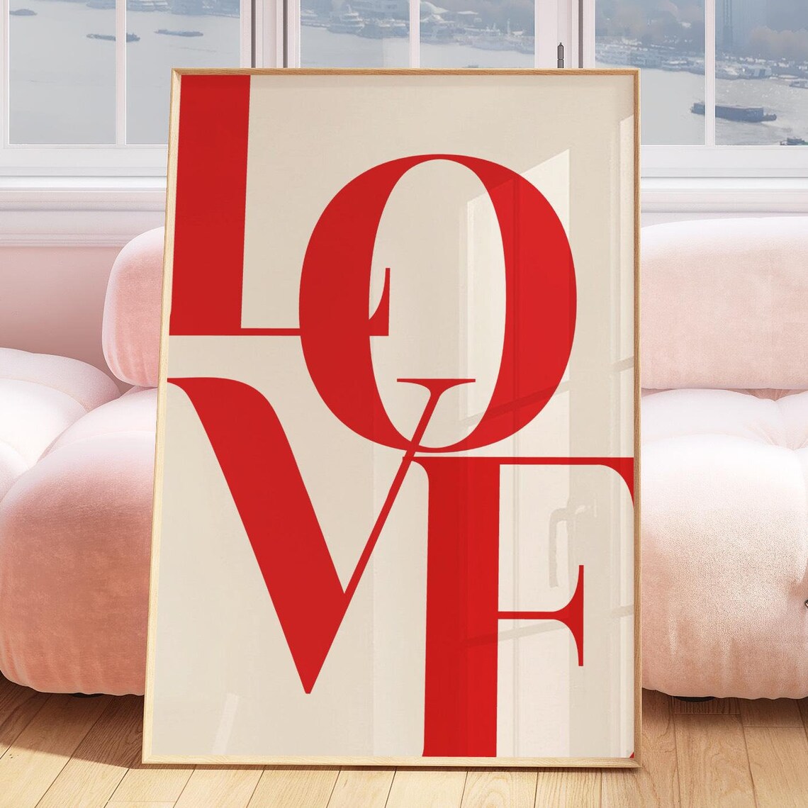 Bold Red Love Typography Vintage 70s Retro Quote Wall Poster