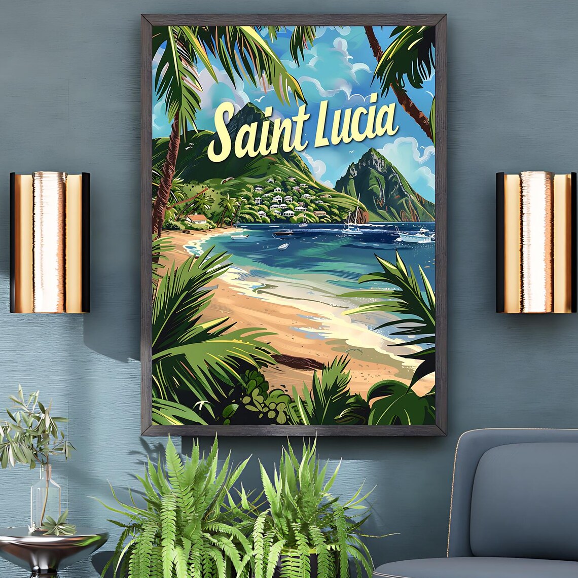 Saint Lucia Vintage Travel Poster