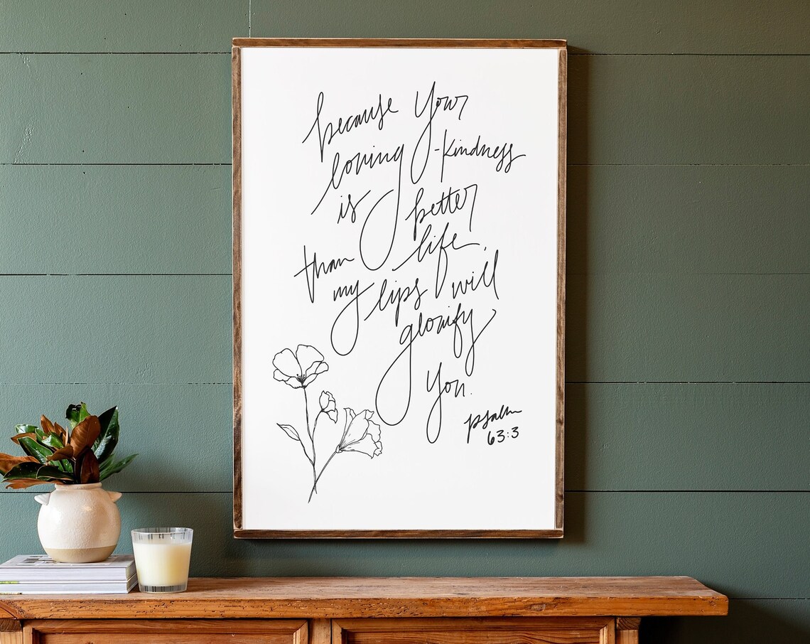 Hand Lettered Scripture Sign, Christian Wall Art Print