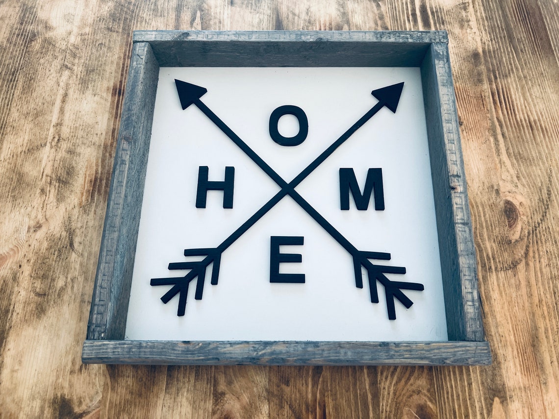Home Crossed Arrows Rustic Farmhouse Raised Letter Sign Poster - Image 2
