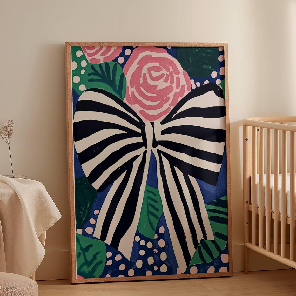 Bow Print, Preppy Black And White Nursery Art Print - Image 2