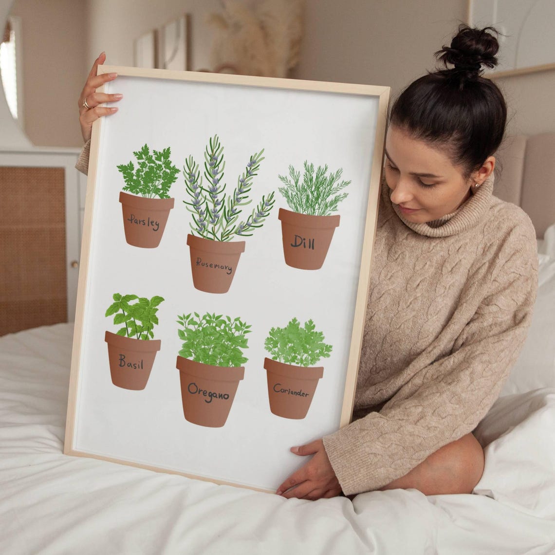 Potted Kitchen Herbs Parsley Rosemary Basil Illustration Poster - Image 4