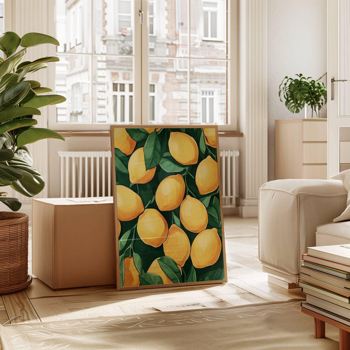 Bright Lemon Branch Watercolor Fresh Citrus Kitchen Botanical Poster - Image 2