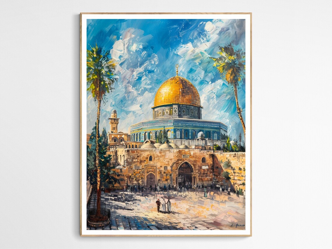 Dome of the Rock Jerusalem Golden Dome Oil Painting Art Poster
