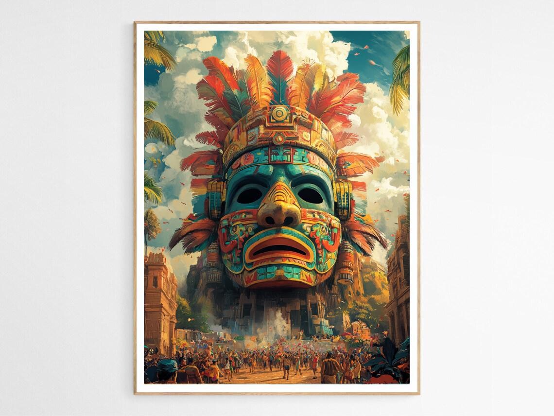 Puerto Rico Vejigante Festival Mask Street Parade Art Poster