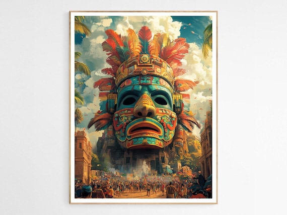 Puerto Rico Vejigante Festival Mask Street Parade Art Poster