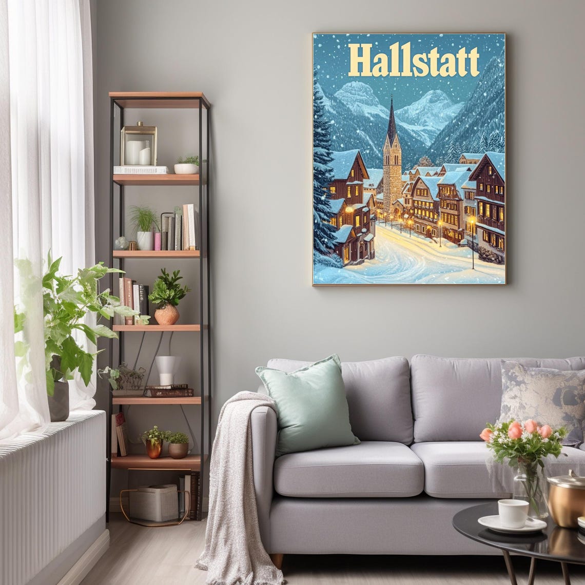 Hallstatt A Serene Winter Wonderland With Snowy Chalets And Majestic Mountains Art For Wall Decor - Image 3