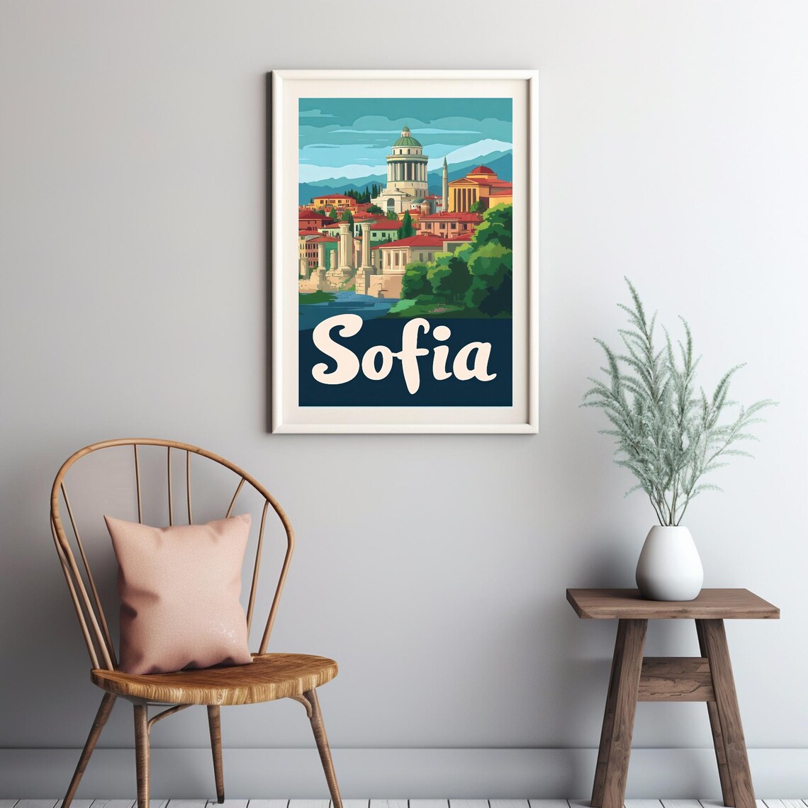 Retro Sofia Cityscape Illustration, Travel Poster - Image 2