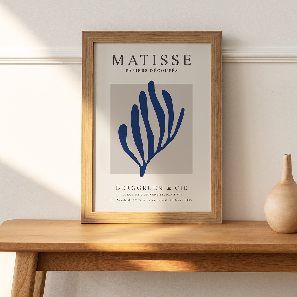 Matisse Berggruen 1953 Blue Cut Paper Frond Gallery Style Poster - Image 2
