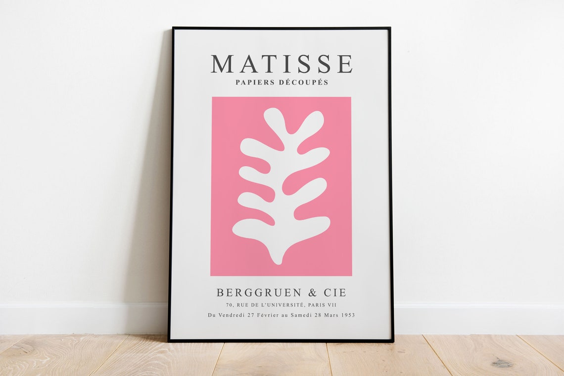 Matisse Berggruen 1953 White Cut Paper Pink Exhibition Poster
