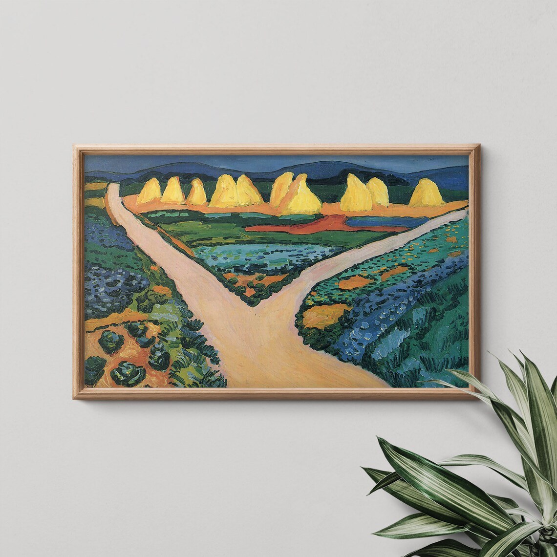 Golden Haystacks Fauvist Colorful Countryside Landscape Art Print