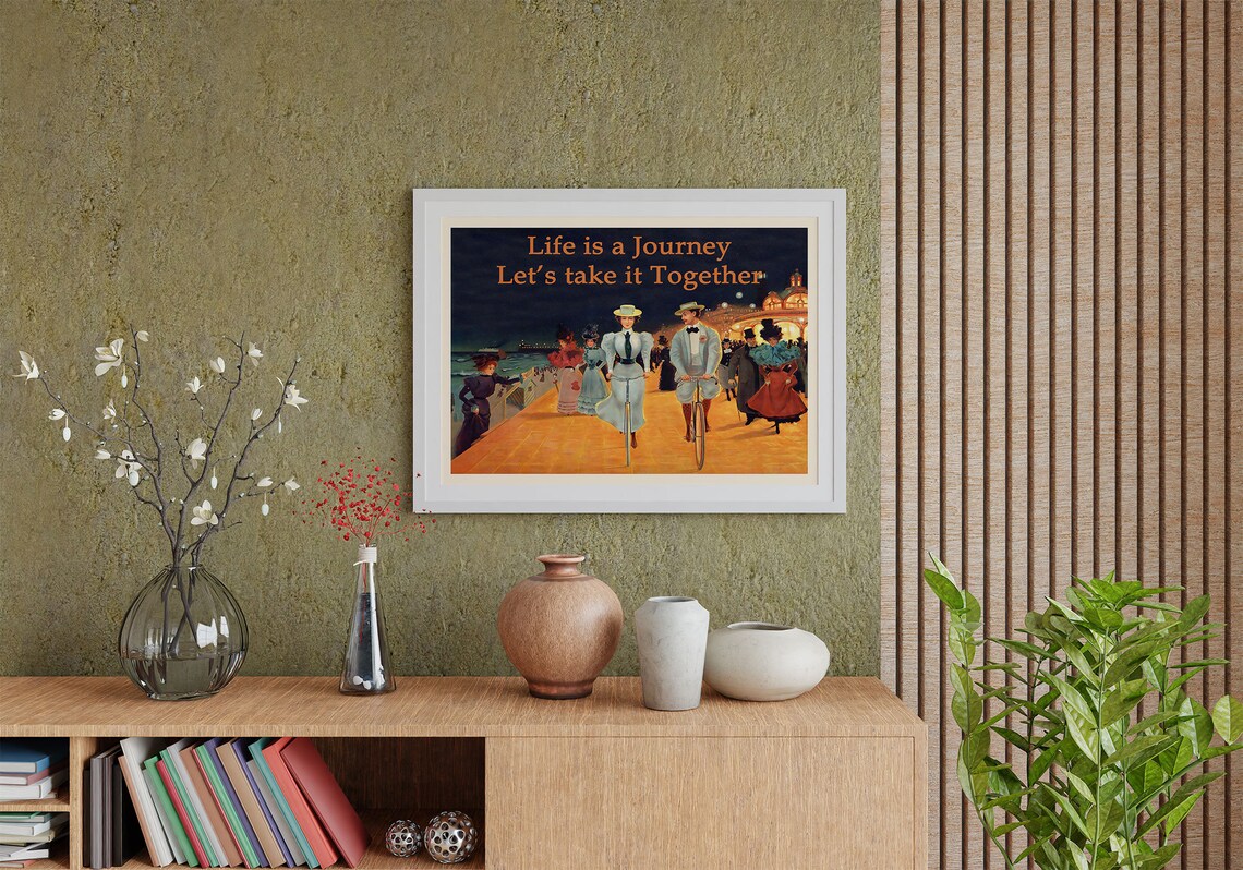 Life Is a Journey Vintage Boardwalk Cycling Quote Style Poster - Image 2