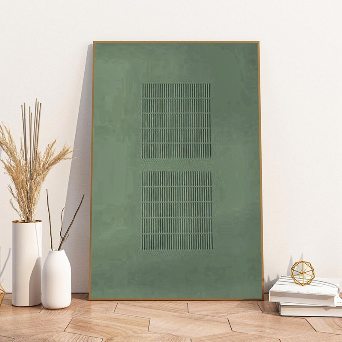 Wabi-Sabi Green Minimalist Textured Art Print