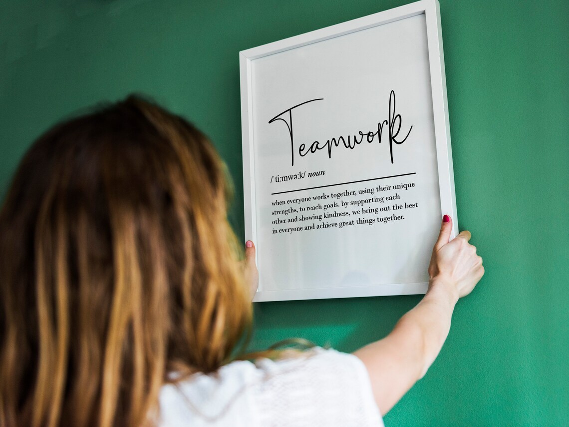 Teamwork Definition Art Print, Bestie Office Decor
