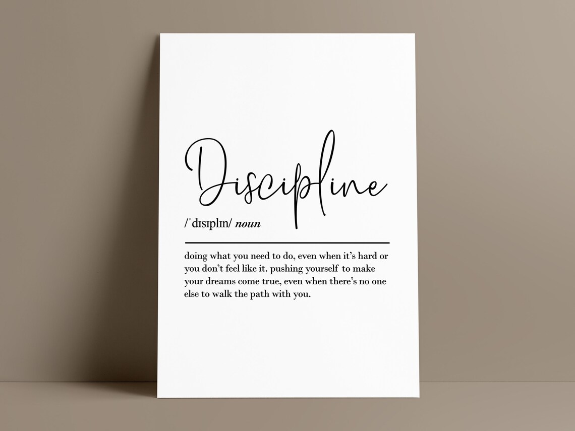 Discipline Definition Inspirational Quote Art Print - Image 3