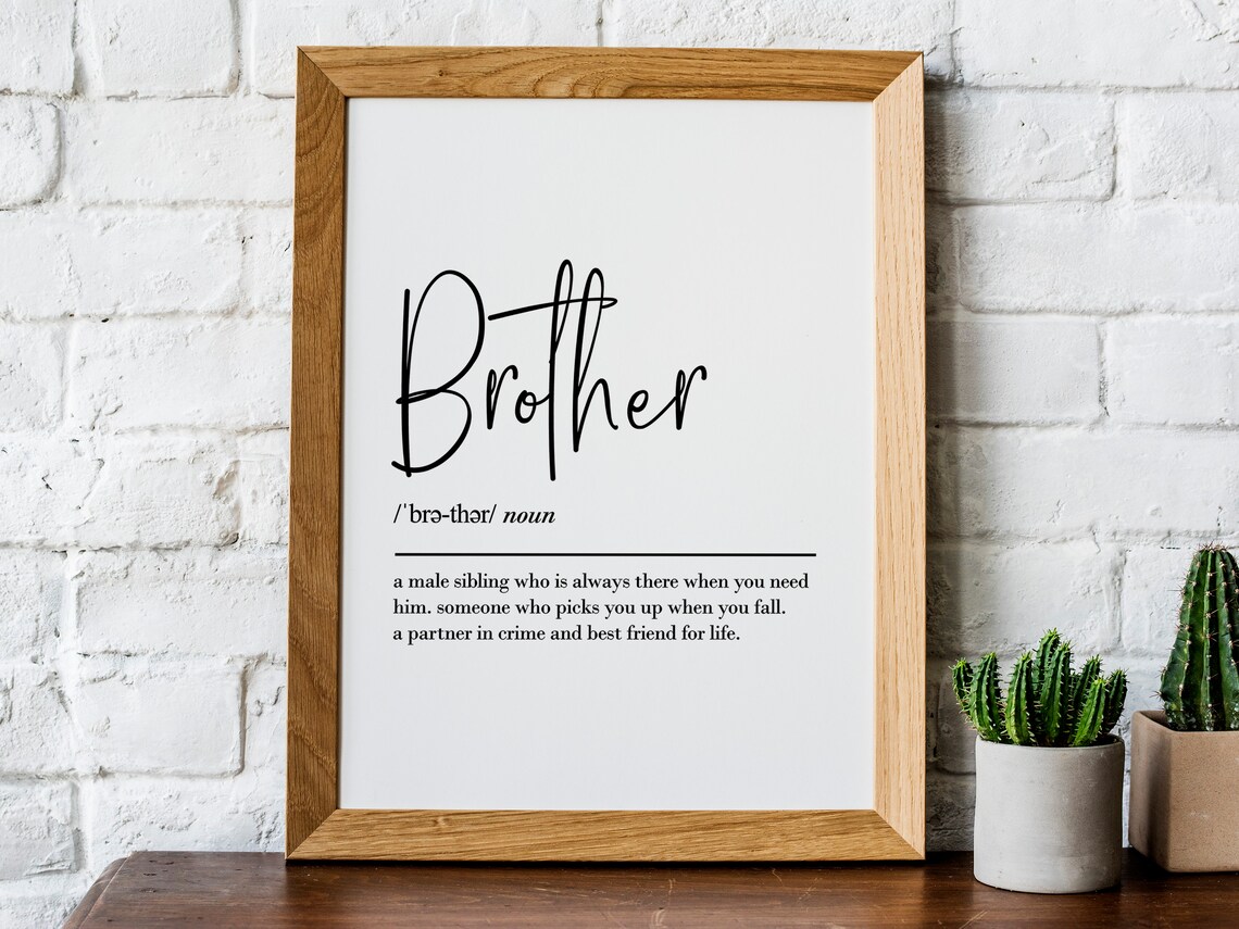 Brother Definition Art Print, Gift From Sister