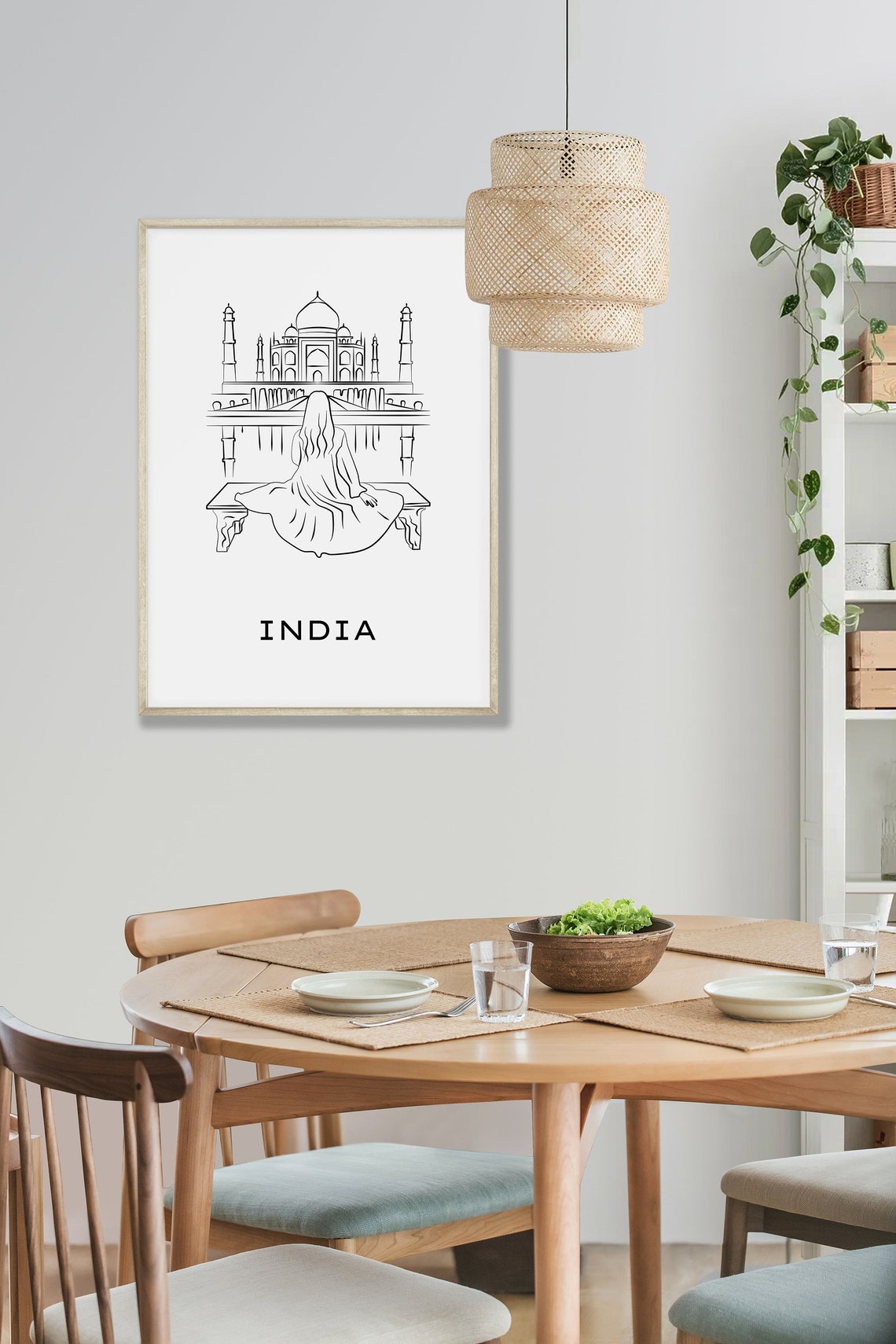 India Taj Mahal Line Art Poster Minimalist Travel Wall Decor - Image 5