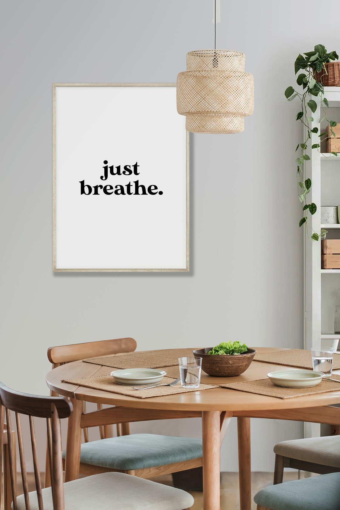 Just Breathe Quote Print Calm Minimalist Wellness Bedroom Wall Decor - Image 3