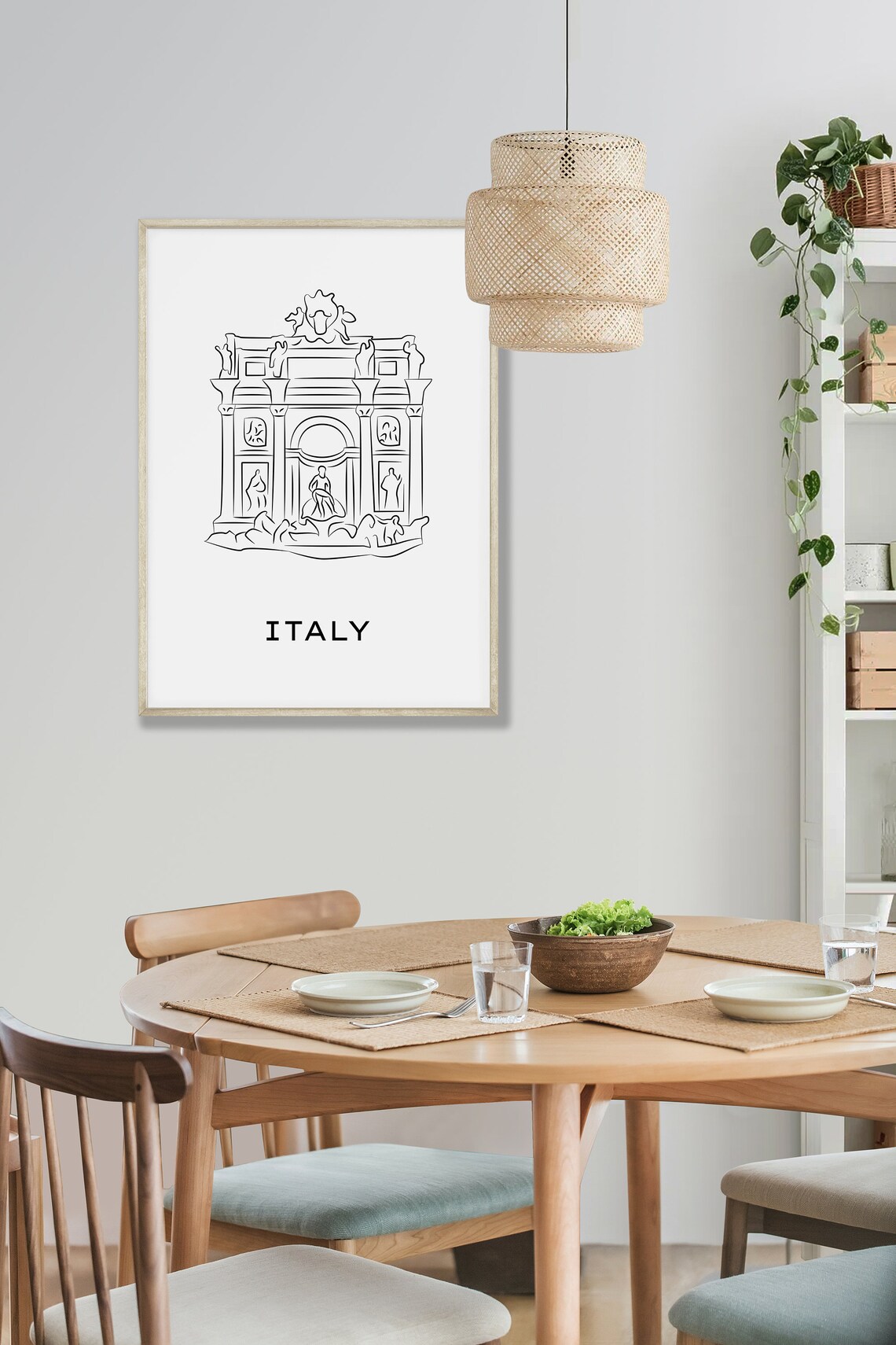 Italy Trevi Fountain Line Art Minimalist Rome Landmark Travel Poster - Image 4