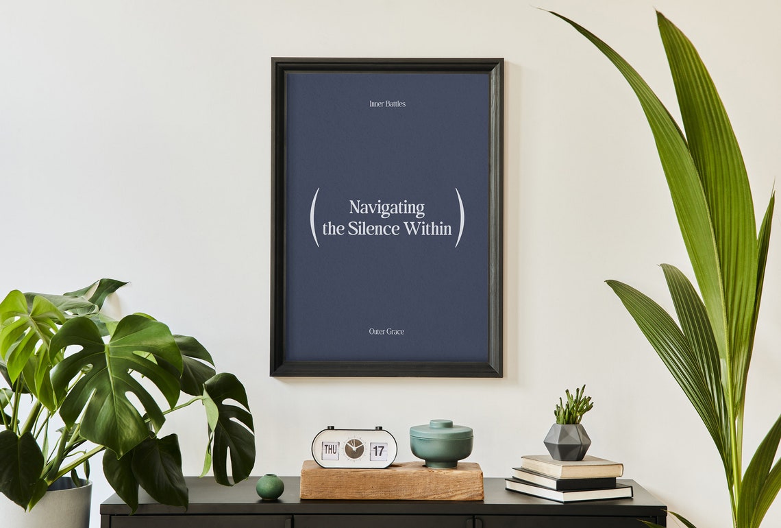 Navigating The Silence Within Inner Battles Navy Minimalist Poster - Image 3