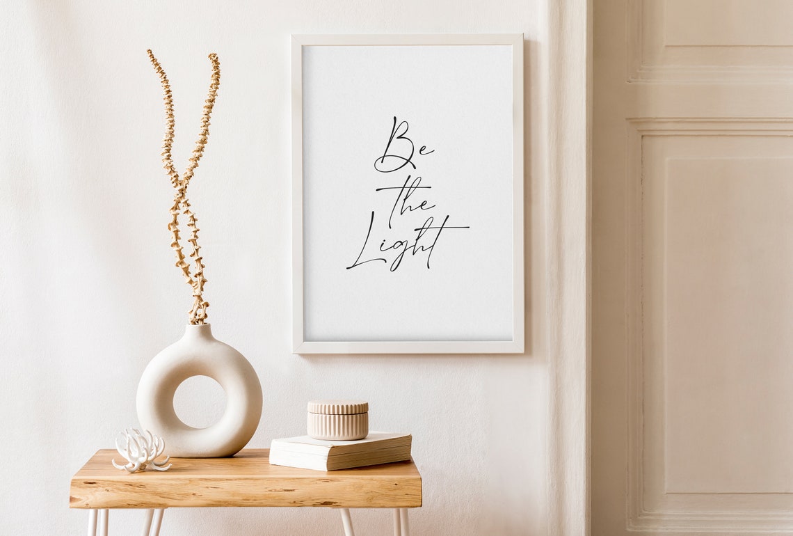Be the Light Elegant Script Inspiration Typography Wall Poster - Image 2