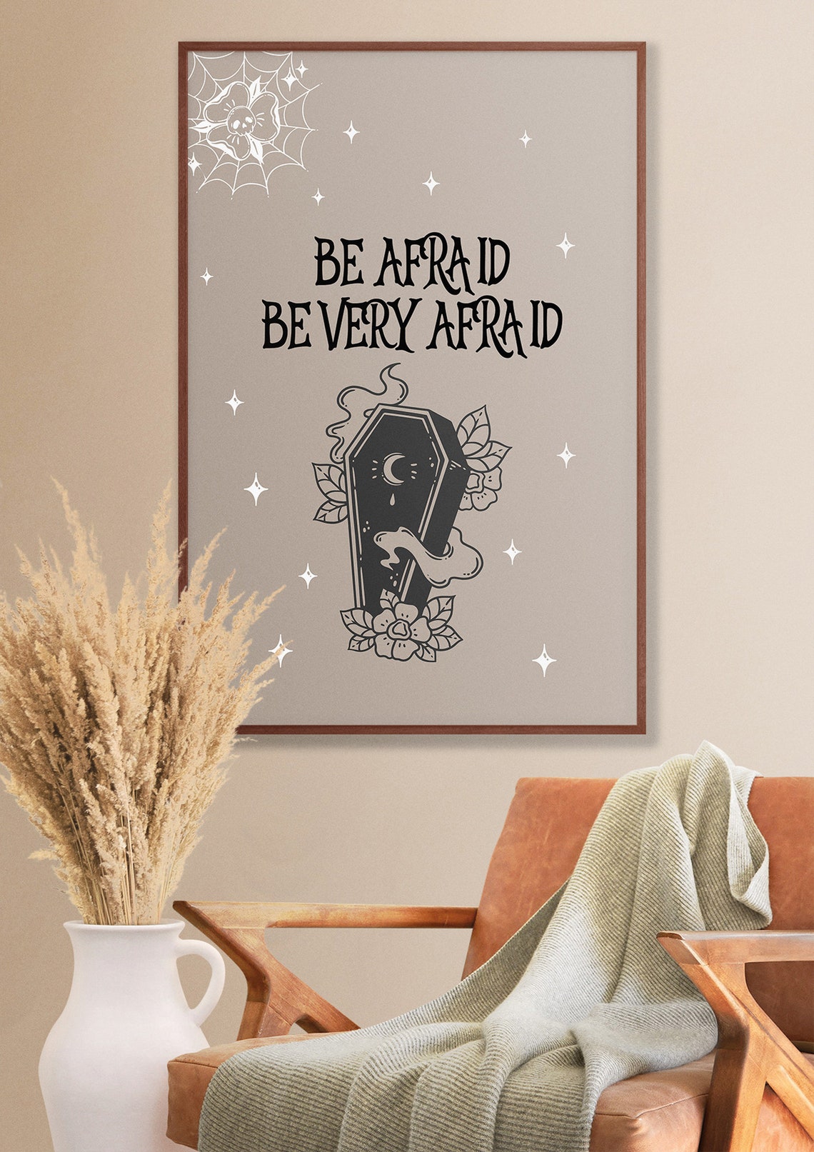 Be Afraid Be Very Afraid Coffin Horror Movie Quote Halloween Poster - Image 4