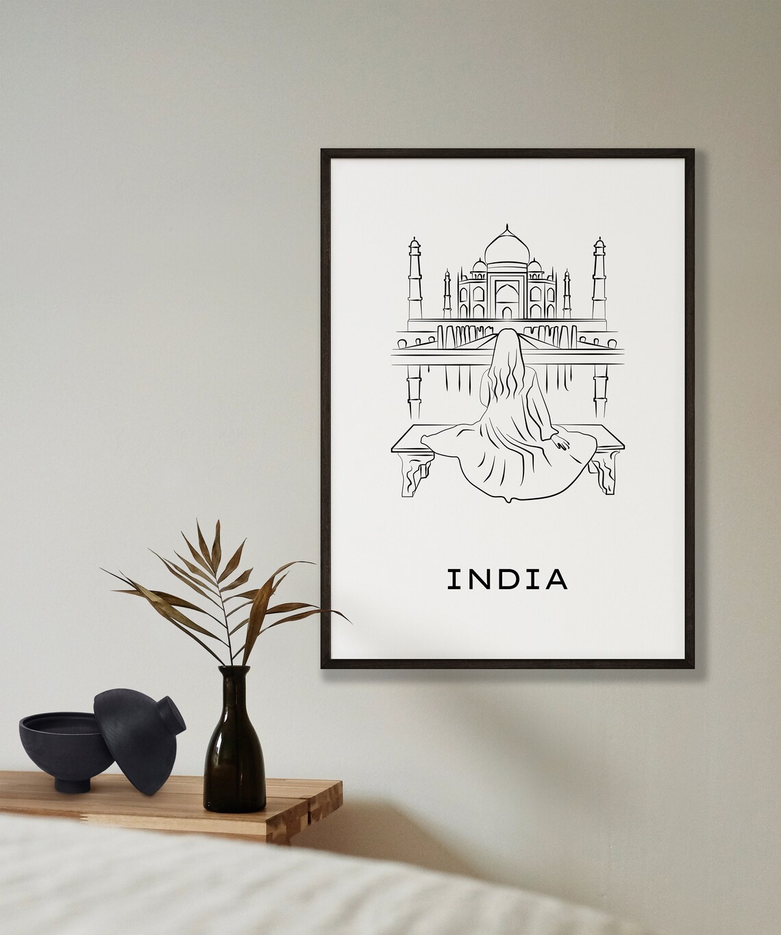 India Taj Mahal Line Art Poster Minimalist Travel Wall Decor - Image 3