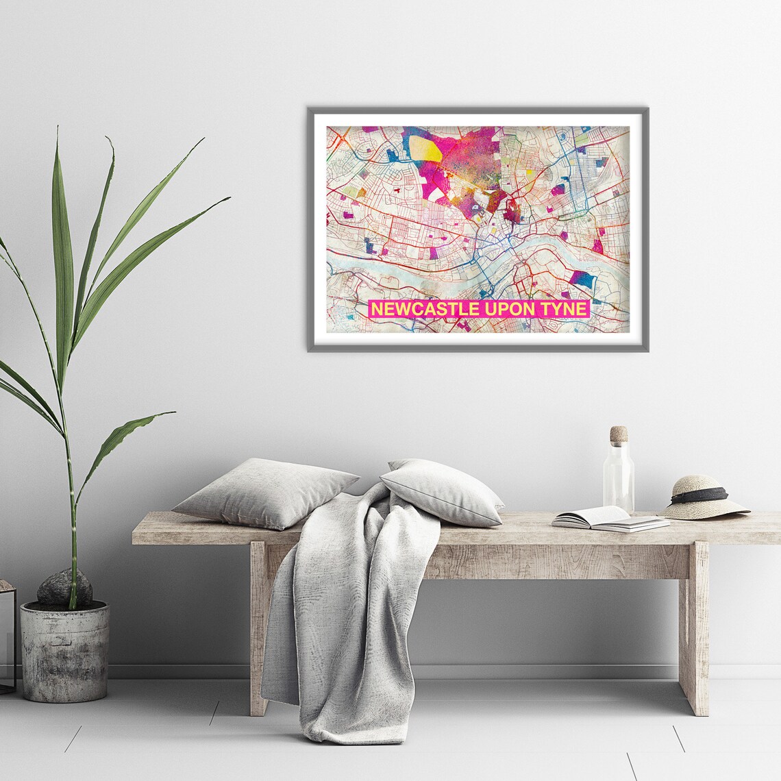 Newcastle Upon Tyne Map Art Print, England - Image 3