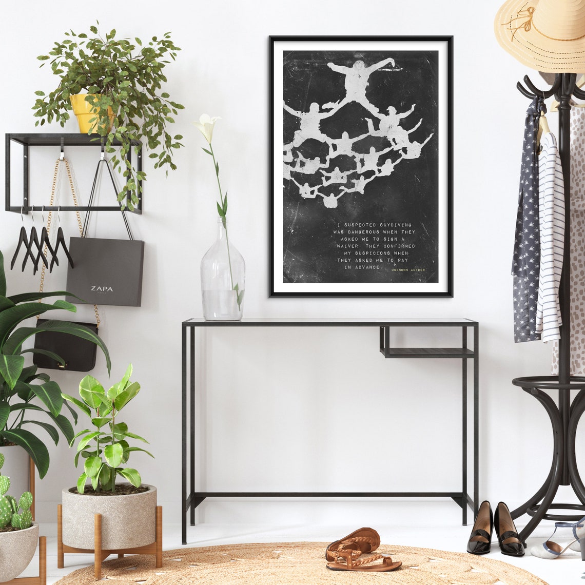 Skydiving Humor Formation Jump Black White Funny Quote Poster - Image 2