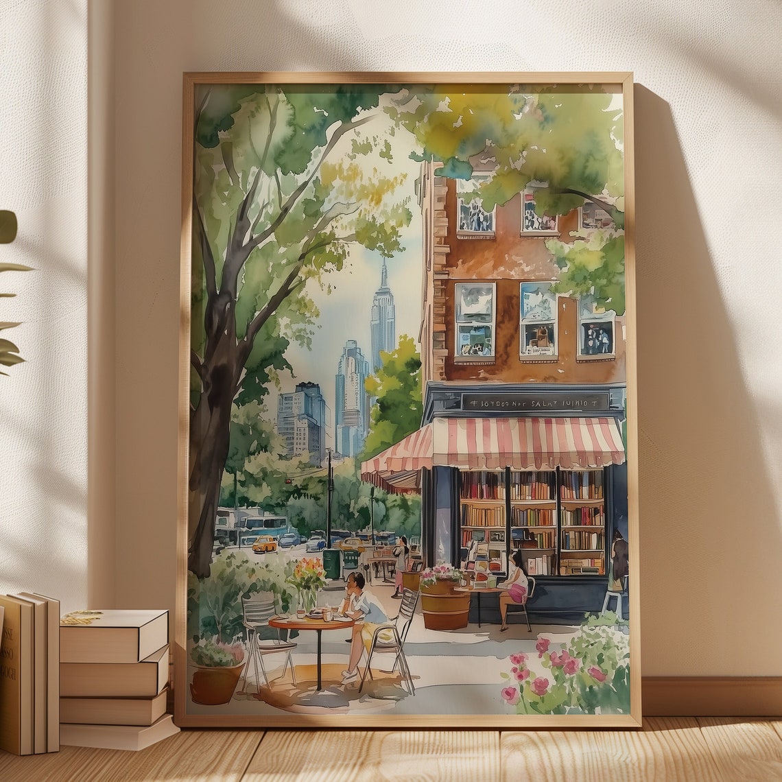 New York City Bookstore Cafe Terrace Empire State View Poster - Image 4