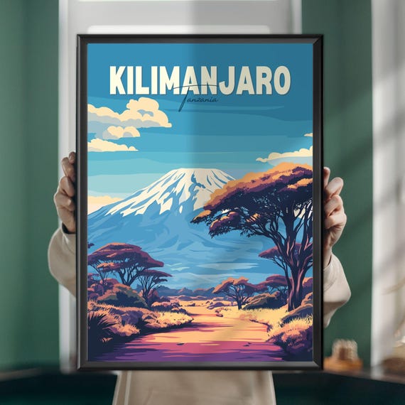Kilimanjaro Poster African Mountain Landscape Art Nature Travel Print