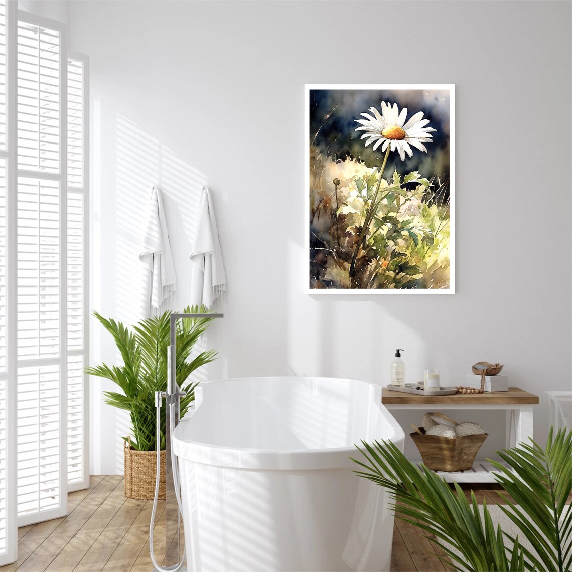 Daisy Watercolor Meadow, Floral Art Print - Image 2