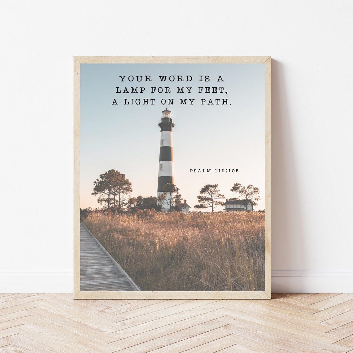 Your Word Is a Lamp for My Feet Psalm 119:105 Lighthouse Poster