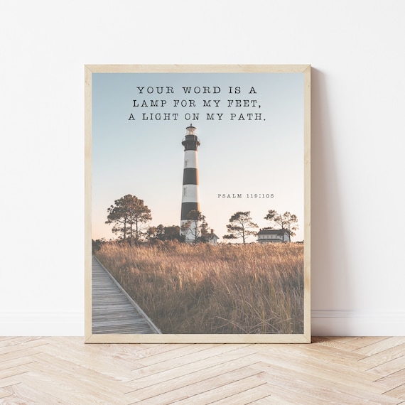 Your Word Is a Lamp for My Feet Psalm 119:105 Lighthouse Poster