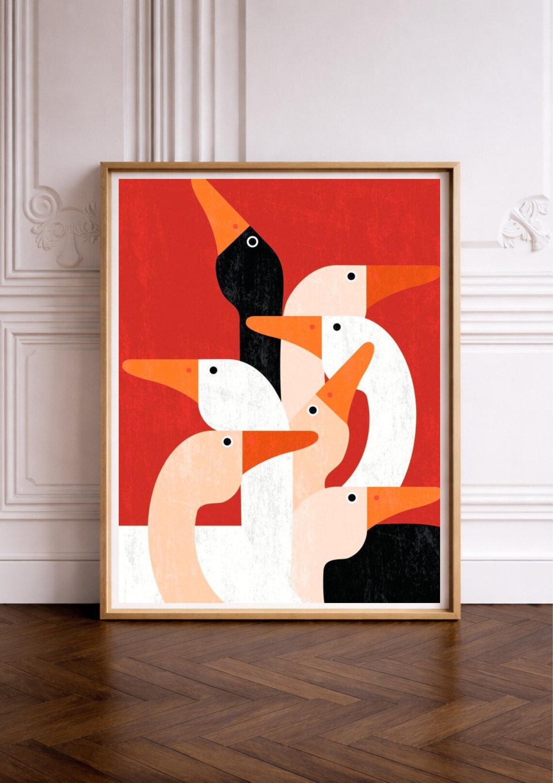 Geese Mid-Century Bird Illustration Art Print