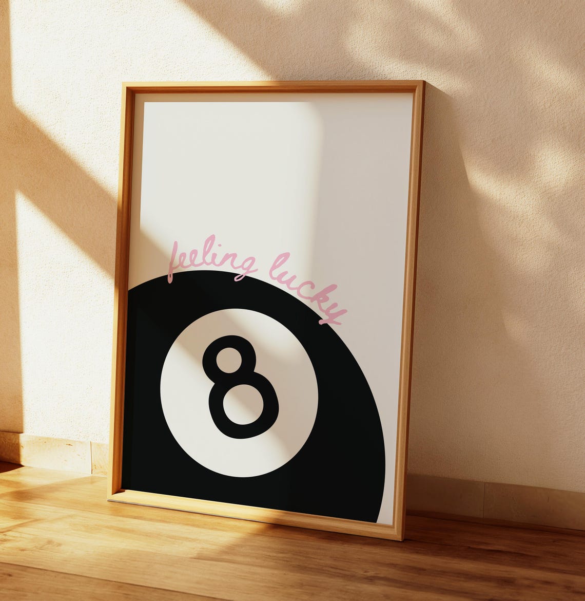 Feeling Lucky Eight Ball Pink Retro Pool Ball Trendy Wall Poster - Image 2